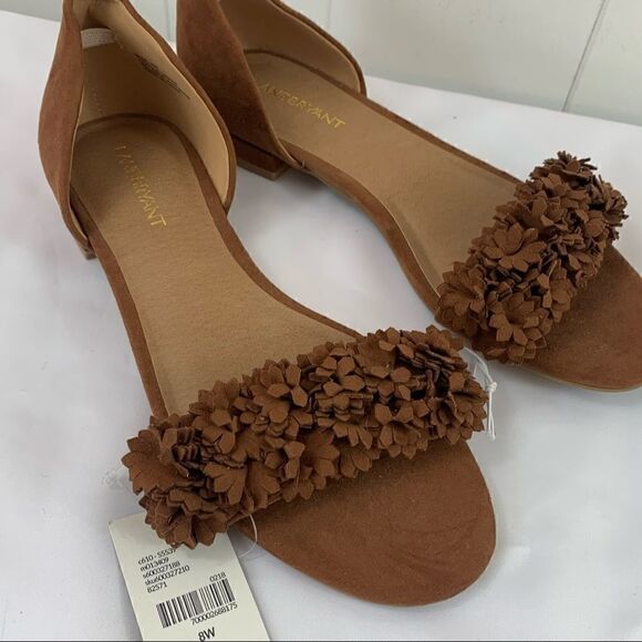 Brown Flats Lane Bryant Open Toe Slip On Cutout Floral size 8 - Picture 6 of 8